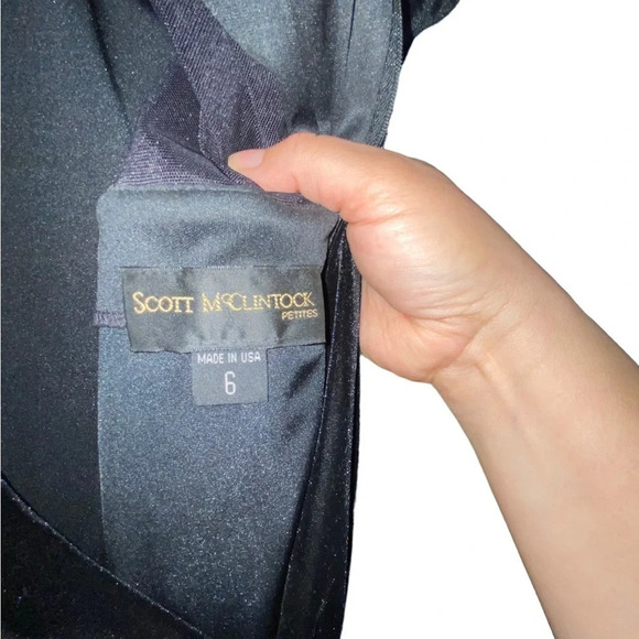 Vintage 90s Scott McClintock black Velvet rhinestone dress coquette Fall holiday - Picture 7 of 9